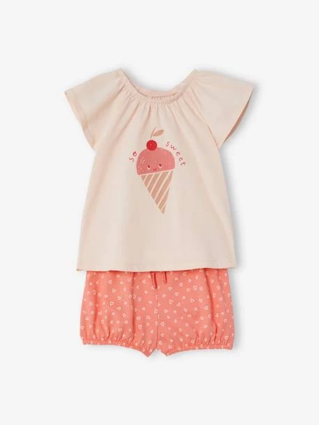 Ensemble Bébé T-shirt + Short Rose Clair - Vertbaudet