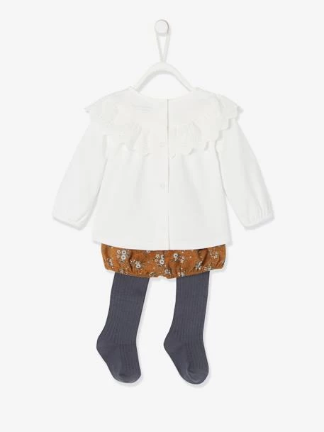 Ensemble Blouse + Bloomer + Collants Bébé Naissance Caramel Imprimé - Vertbaudet – Image 5