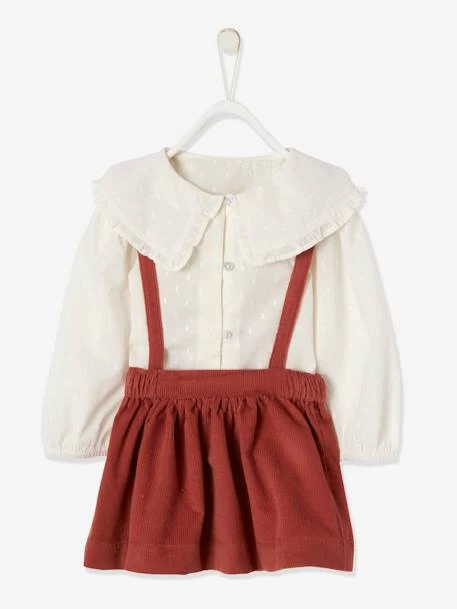 Ensemble Blouse En Plumetis Et Jupe En Velours Bébé Ivoire - Vertbaudet – Image 2