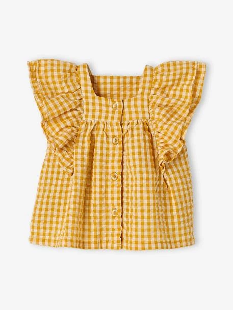 Ensemble Blouse Vichy En Seersucker Et Jean Large Bébé Carreaux Ocre - Vertbaudet – Image 4