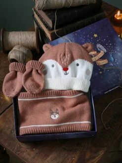 Ensemble Bonnet + Snood + Moufles Renne De Noël Bébé Cannelle - Vertbaudet