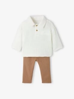Ensemble Chemise Et Pantalon Rayé Bébé De Cérémonie Ivoire - Vertbaudet