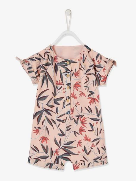 Ensemble Combinaison Et Bandeau Bébé Fille En Voile De Coton Imprimé Fleurs Rose Poudré - Vertbaudet – Image 4