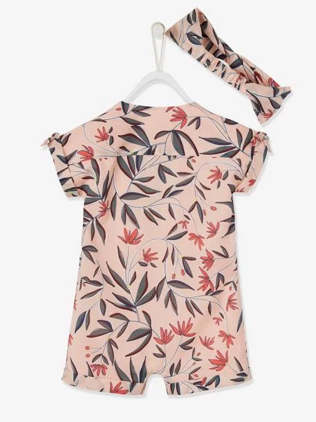 Ensemble Combinaison Et Bandeau Bébé Fille En Voile De Coton Imprimé Fleurs Rose Poudré - Vertbaudet – Image 5