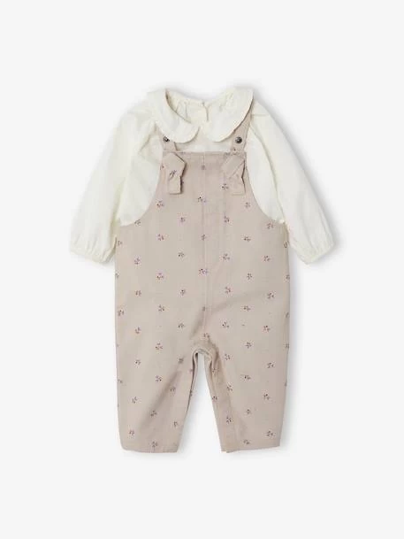 Ensemble Combinaison Et Blouse Bébé Vert De Gris - Vertbaudet