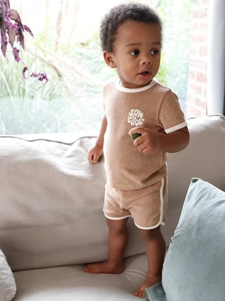 Ensemble En éponge Bébé T-shirt + Short Taupe - Vertbaudet – Image 2