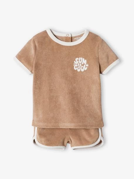 Ensemble En éponge Bébé T-shirt + Short Taupe - Vertbaudet – Image 3