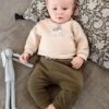 Ensemble En Molleton Sweat Et Pantalon Bébé Kaki Foncé - Vertbaudet
