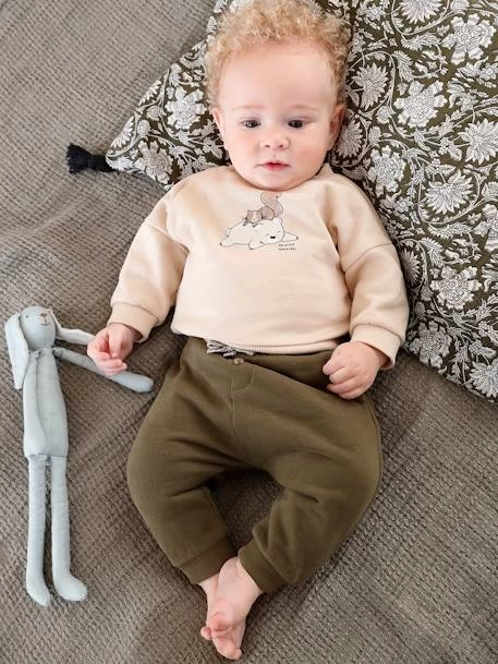 Ensemble En Molleton Sweat Et Pantalon Bébé Kaki Foncé - Vertbaudet