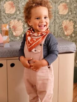 Ensemble Salopette, T-shirt Et Bandana Bébé Beige - Vertbaudet