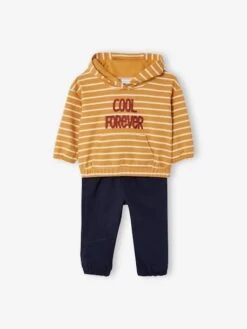 Ensemble Sweat à Capuche Et Pantalon Bébé Curcuma Rayé - Vertbaudet