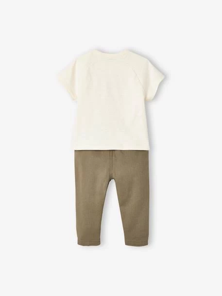 Ensemble Tee-shirt Manches Courtes + Pantalon Bébé écru - Vertbaudet – Image 4