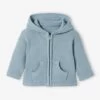 Gilet Bébé à Capuche Tricot Nid D'abeille Vert Grisé - Vertbaudet