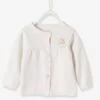 Gilet Bébé Fille Badge Cerise BASICS Blanc - Vertbaudet