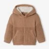 Gilet Boutonné Bébé Capuche Doublée Peluche Beige - Vertbaudet