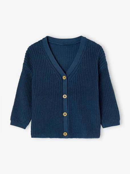 Gilet Col V Bébé En Maille Perlée Bleu - Vertbaudet