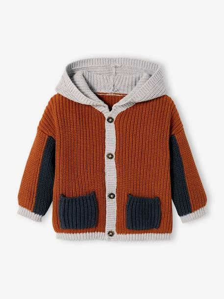 Gilet En Tricot Bébé Avec Capuche Rouille - Vertbaudet – Image 4