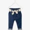 Jean Avec Ceinture En Tissu Bébé Denim Stone - Vertbaudet