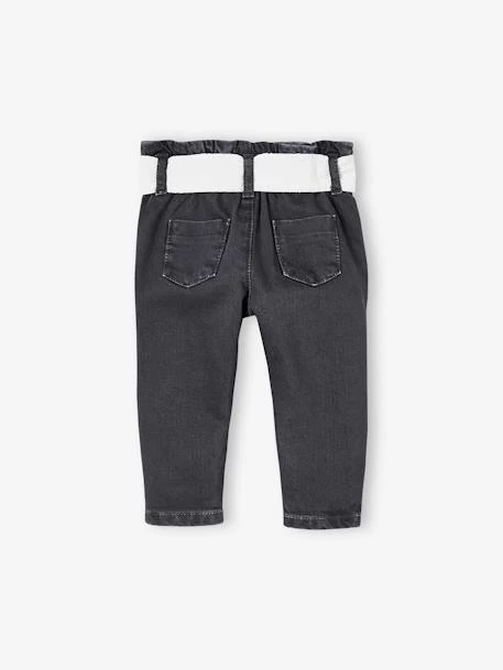 Jean Bébé Avec Ceinture En Broderie Anglaise Denim Gris - Vertbaudet – Image 2