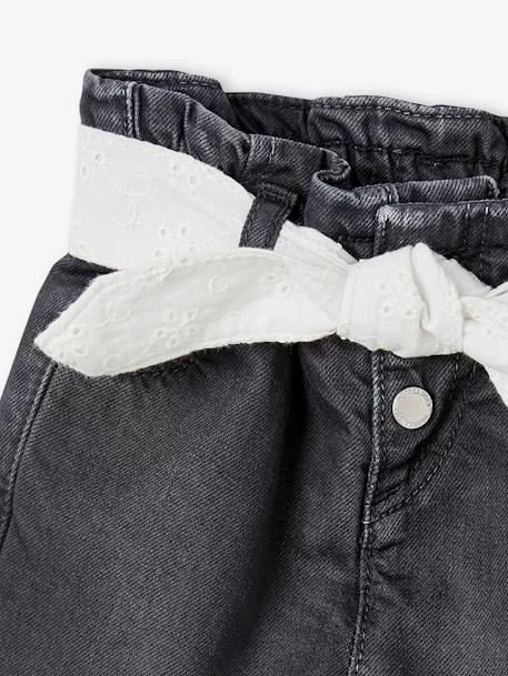 Jean Bébé Avec Ceinture En Broderie Anglaise Denim Gris - Vertbaudet – Image 3