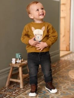 Jean Boyfriend Bébé En Denim Denim Gris - Vertbaudet