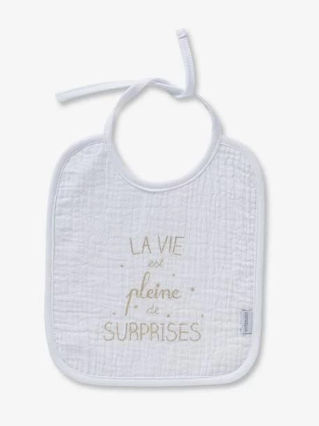 Les 3 Bavoirs à Liens En Gaze De Coton Blanc/gris - Vertbaudet – Image 4