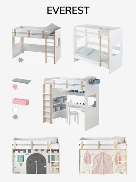 Lit Mezzanine Avec Bureau Et Rangement LIGNE EVEREST Kaki - Vertbaudet – Image 5