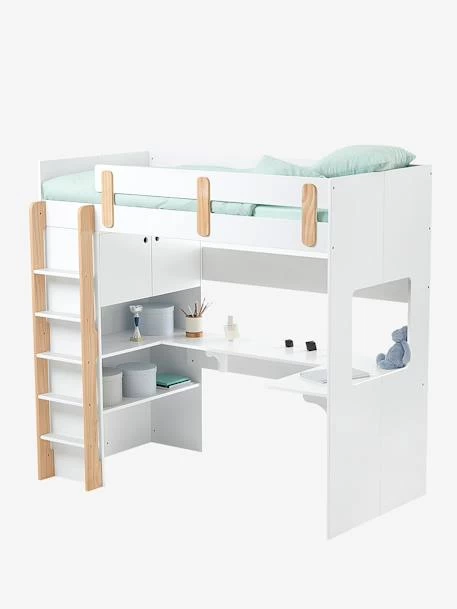 Lit Mezzanine Avec Bureau Et Rangement LIGNE EVEREST Kaki - Vertbaudet