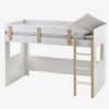 Lit Mezzanine Mi-hauteur Enfant LIGNE EVEREST Blanc/bois - Vertbaudet