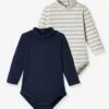 Lot De 2 Bodies Bébé Col Montant Manches Longues Lot Navy - Vertbaudet