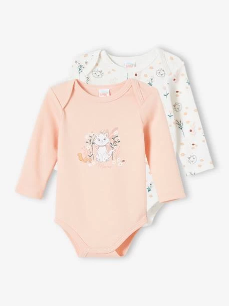 Lot De 2 Bodies Bébé Fille Disney® Marie Les Aristochats Rose Clair Uni Avec Decor - Disney