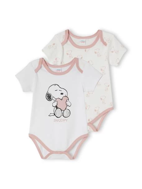 Lot De 2 Bodies Bébé Fille Snoopy Peanuts® Lot Blanc Et Rose - Snoopy