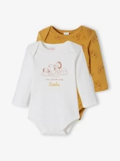 Lot De 2 Bodies Bébé Garçon Disney® Le Roi Lion Jaune Fonce Uni Avec Decor - Disney
