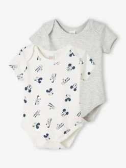 Lot De 2 Bodies Bébé Garçon Disney® Mickey & Friends Blanc / Gris Chiné - Mickey