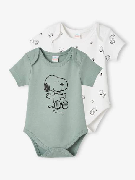 Lot De 2 Bodies Bébé Garçon Snoopy Peanuts® Sauge Et Blanc - Snoopy