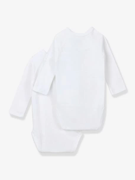 Lot De 2 Bodies Croisés Manches Longues Bébé Naissance En Coton Bio PETIT BATEAU Blanc - Petit Bateau – Image 2