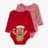 Lot De 2 Bodies Emmanchure Américaine Bébé Manches Longues Rouge - Vertbaudet