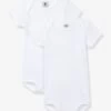 Lot De 2 Bodies Ouverture US Manches Courtes Bébé En Coton Bio PETIT BATEAU - Blanc Blanc - Petit Bateau
