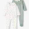 Lot De 2 Dors-bien Interlock Bébé Fille Col En Gaze De Coton Vert Sauge - Vertbaudet