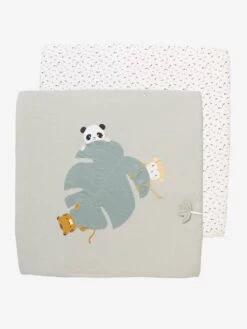 Lot De 2 Housses Pour Fond De Parc Vert + Blanc - Vertbaudet