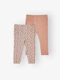 Lot De 2 Leggings Longs Bébé BASICS Vieux Rose - Vertbaudet