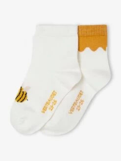 Lot De 2 Paires De Chaussettes "abeilles" Bébé écru - Vertbaudet