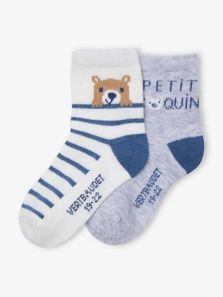 Lot De 2 Paires De Chaussettes "coquin" Bébé Gris Chiné - Vertbaudet