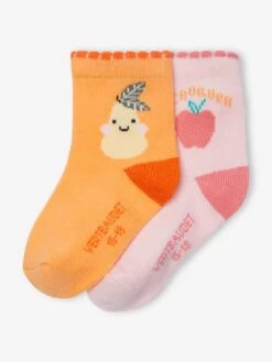 Lot De 2 Paires De Chaussettes "fruits" Bébé Abricot - Vertbaudet