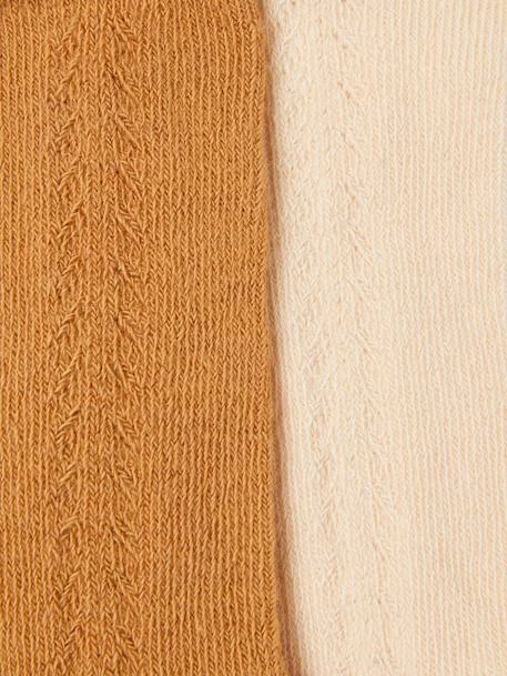 Lot De 2 Paires De Chaussettes Hautes Ajourées Bébé Fille BASICS Lot Jaune épicé - Vertbaudet – Image 2
