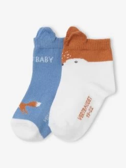 Lot De 2 Paires De Chaussettes Renard Bébé Garçon Lot Bleu Chambray - Vertbaudet