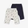 Lot De 2 Pantalons Bébé En Nid D'abeille Lot Ivoire - Vertbaudet
