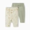 Lot De 2 Pantalons En Gaze De Coton Bébé Vert D'eau - Vertbaudet