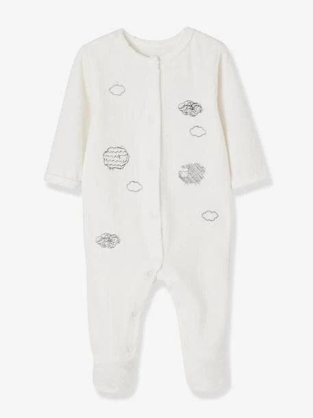 Lot De 2 Pyjamas Bébé En Velours Ouverture Naissance Nuage Lot Ivoire - Vertbaudet – Image 2