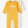 Lot De 2 Pyjamas Bébé Ouverture Dos En Velours « Lovely » Lot Ivoire - Vertbaudet